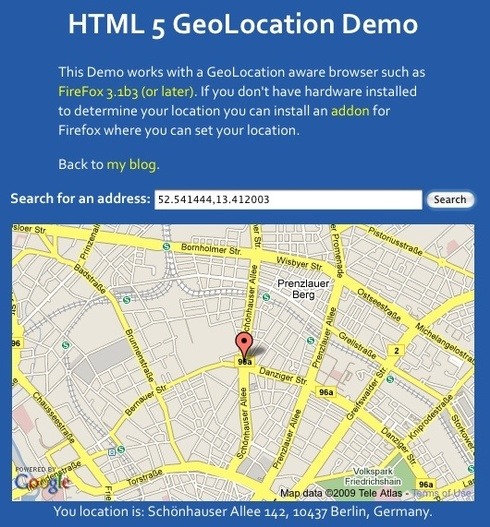 Showing the GeoLocation of the Browser